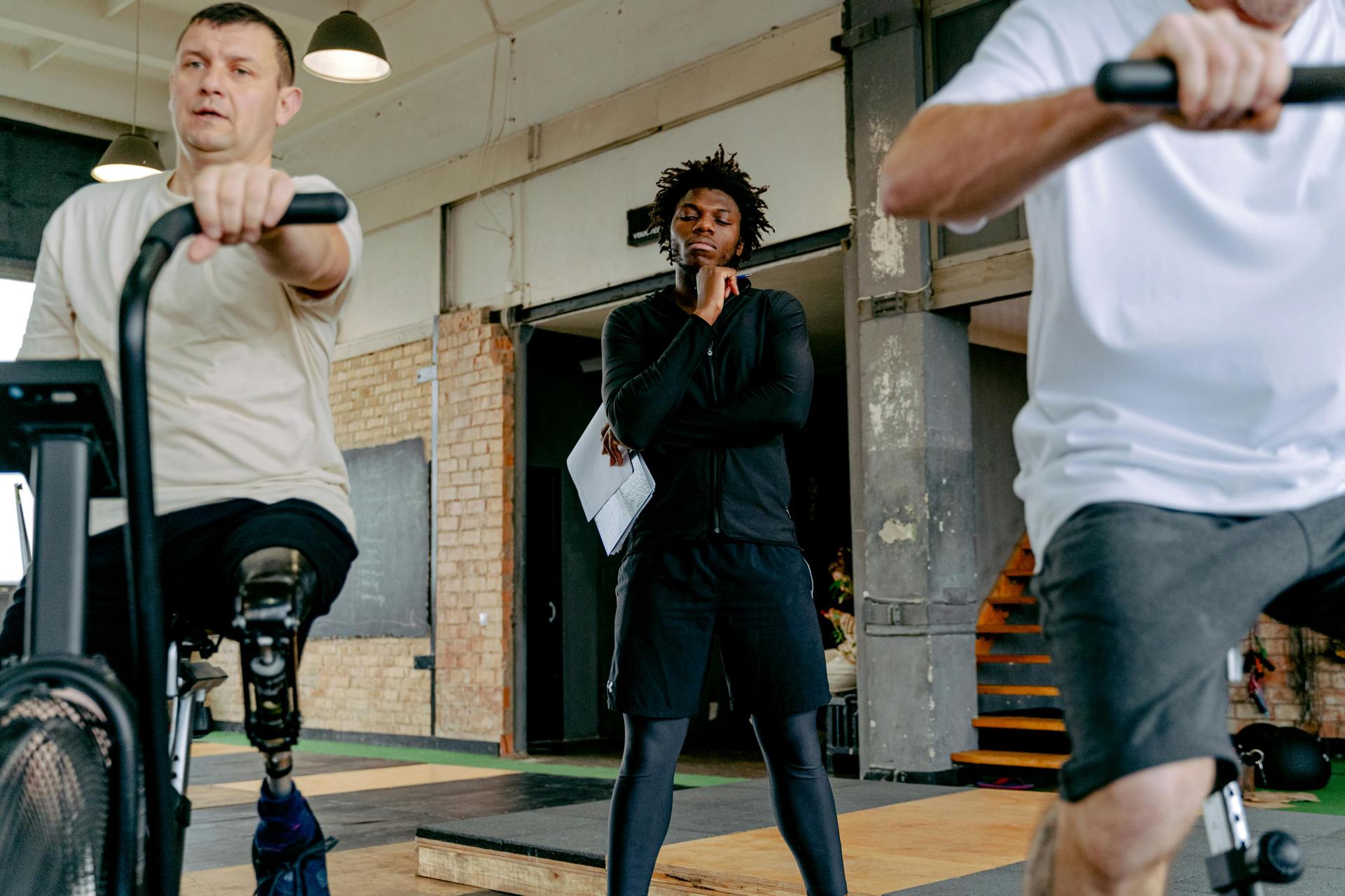 Personal trainer coaching a client